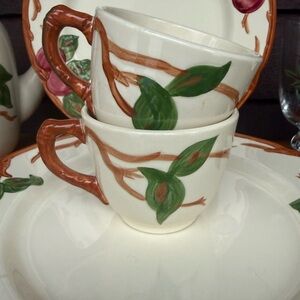 🌹 Franciscan Apple antique 1900’s teacups and saucer set hand painted USA